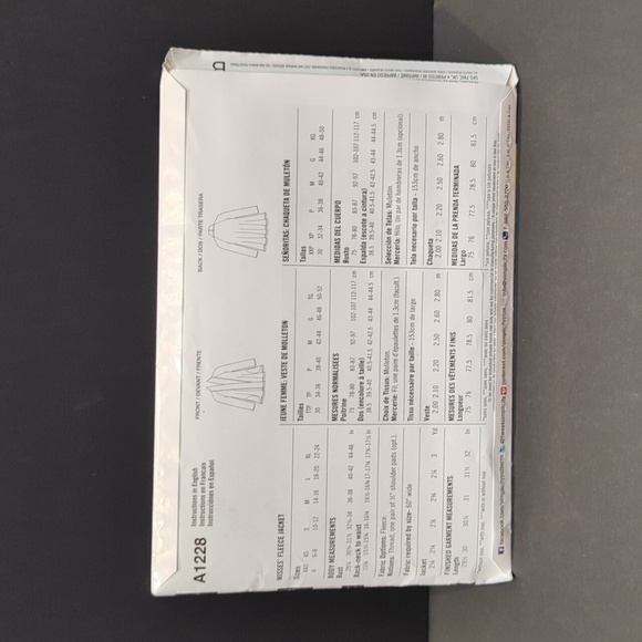 Simplicity It's So Easy Uncut Sewing Patterns Size A XXS-XL Fleece Jacket - Picture 2 of 3